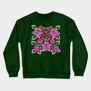 Hot pink tehuana oaxaca flowers and leaves embroidery rosa mexicano mexican tablecloth Crewneck Sweatshirt